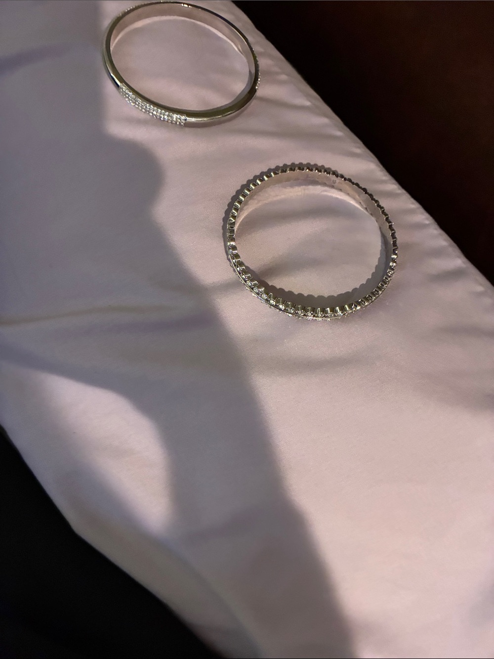 Sterling Silver Crystal Bangle Bracelet - Silver